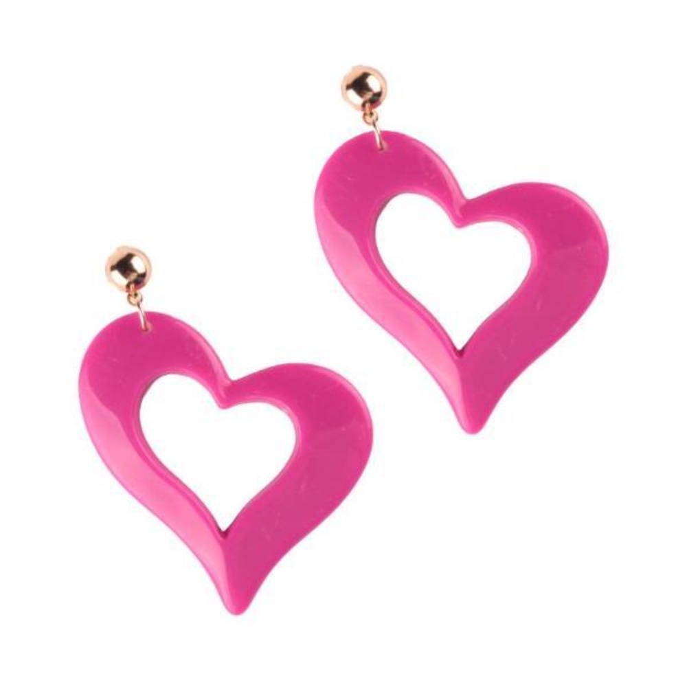 Pink Heart Shaped Earrings - Picture 2 of 2